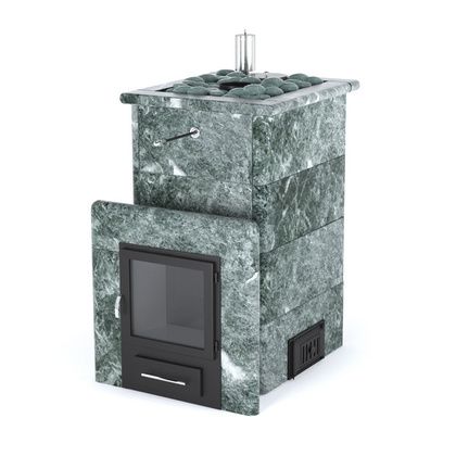 Газовая печь для бани ИзиСтим «Сочи» в кожухе из змеевика с открытым верхом в Калининграде